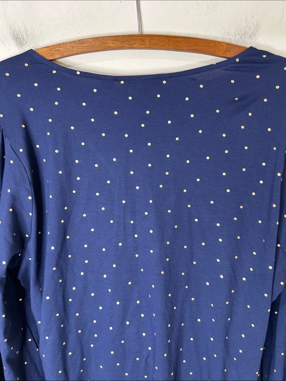 NWT BODEN Blouson Wrap Top Navy blue Gold Polka Dot Size 16/18